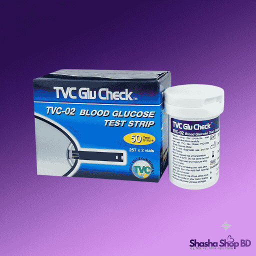 TVC-02 Glu Check Blood Glucose Test Strips 50pcs (25x2) - Shasha Shop BD