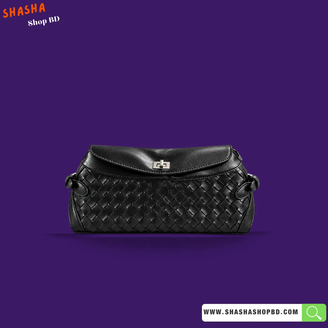 Premium Designer Style Woven Bag F26 Black | Shasha Shop BD