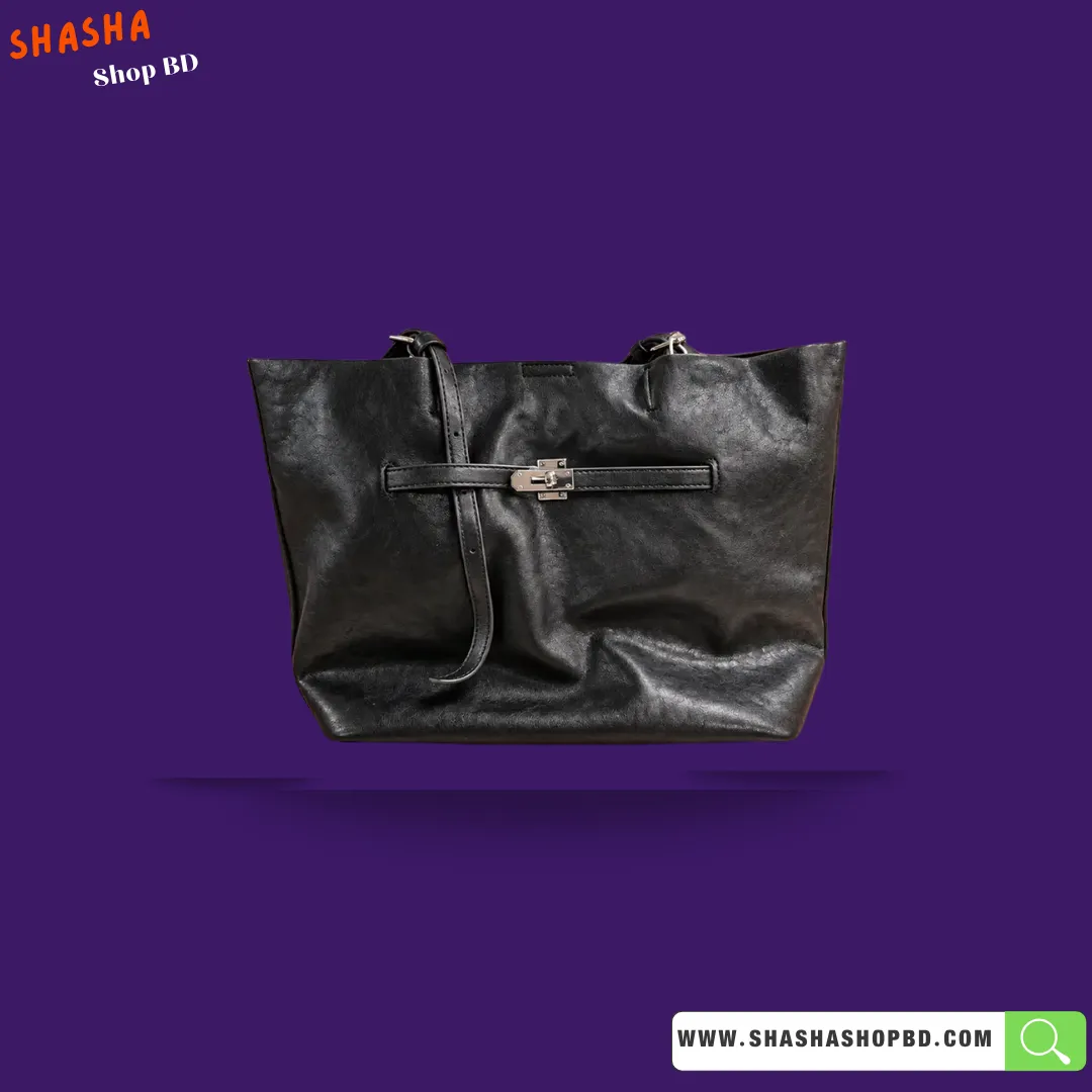 Premium Leather Large Capacity Bag for Women F15 Black | Shasha Shop BD
