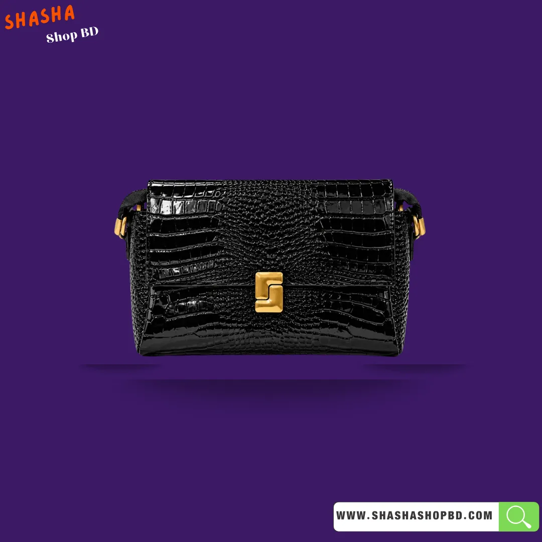 Premium Crocodile Embossed Purse (LW04) - Black | Shasha Shop BD