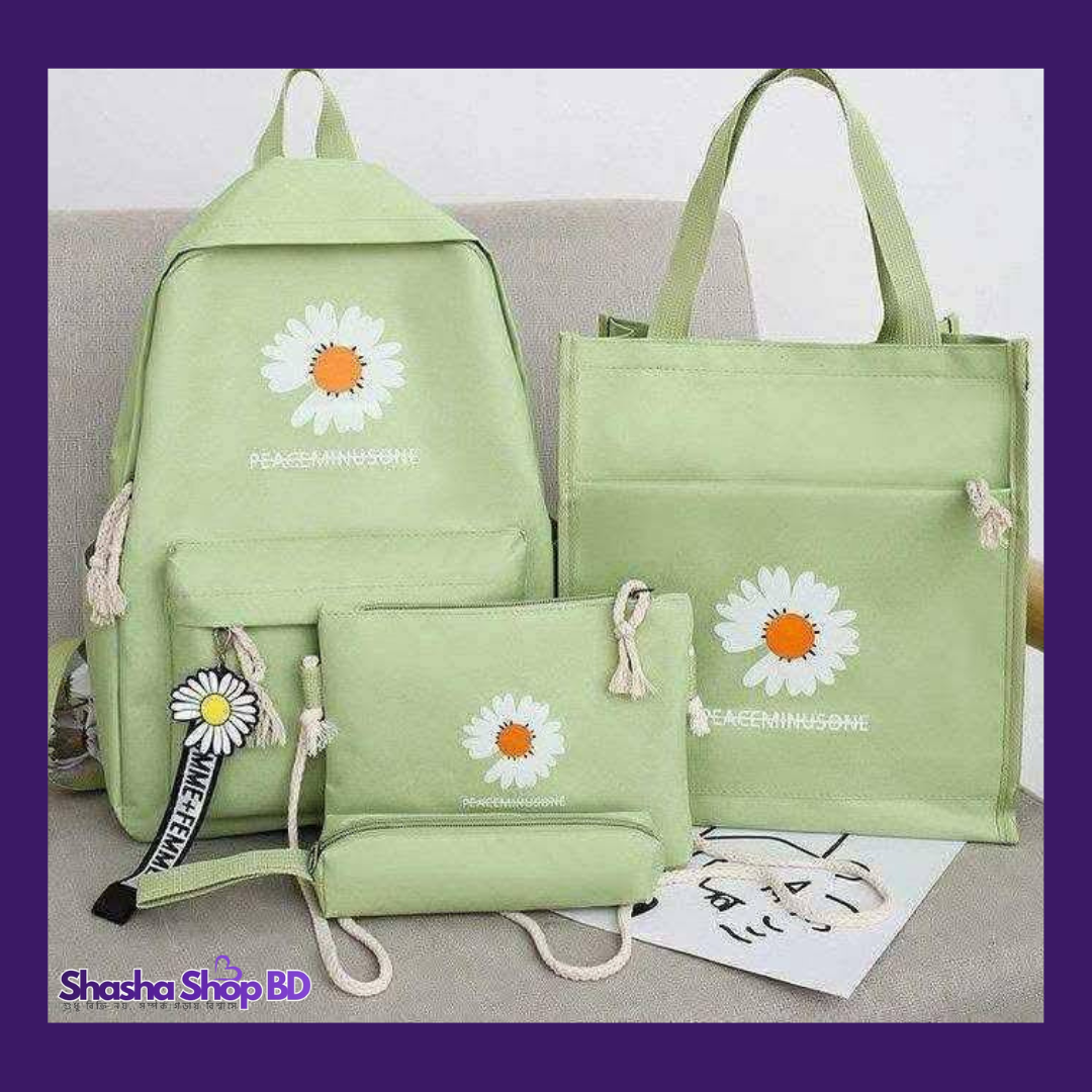 4pcs Daisy Print Backpack Set