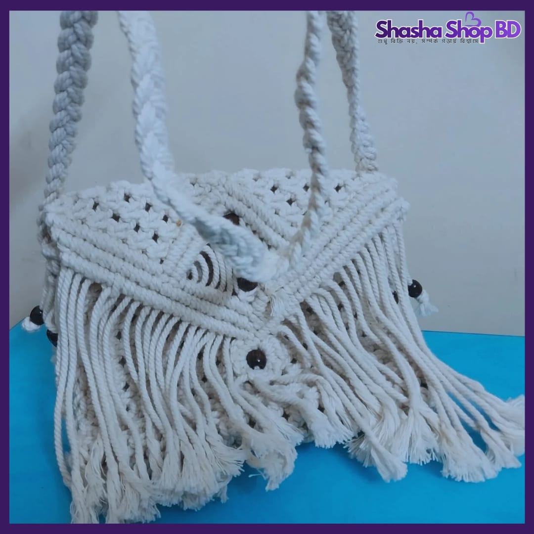 Premium Handcrafted Macramé Boho Bag | ১০০% কটন কর্ড দিয়ে নিখুঁতভাবে হাতে বোনা ব্যাগ