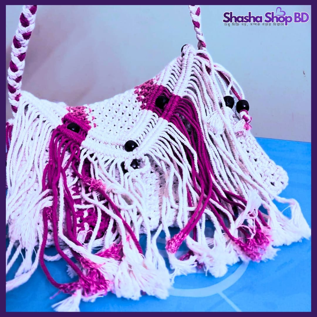 Premium Handcrafted Macramé Boho Bag (colorful) | ১০০% কটন কর্ড দিয়ে নিখুঁতভাবে হাতে বোনা ম্যাজিক ব্যাগ