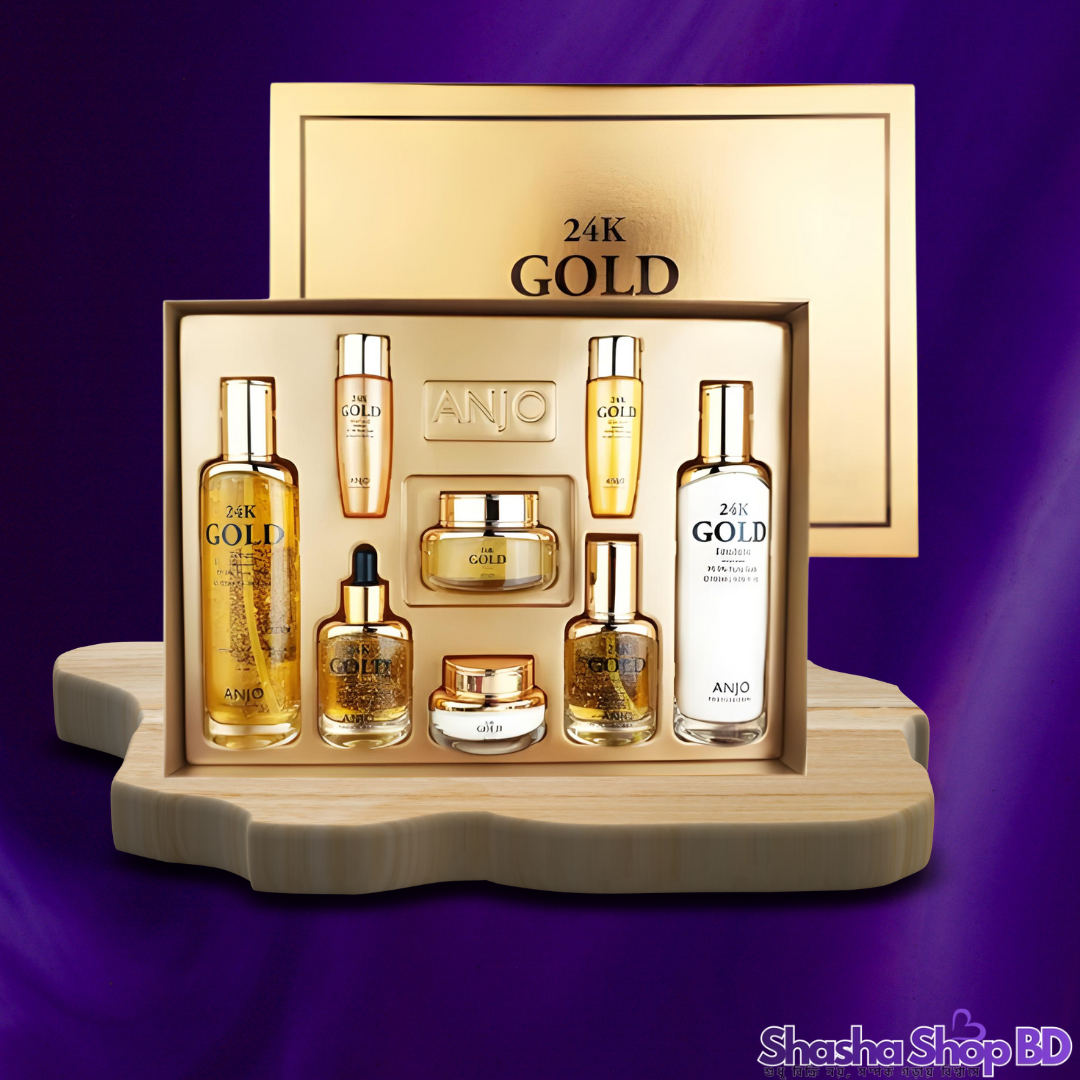 ✨ Anjo Professional 24K Gold Skin Care 6 Set – ২৪ ক্যারেট গোল্ডের ছোঁয়ায় পান রাজকীয় উজ্জ্বলতা!