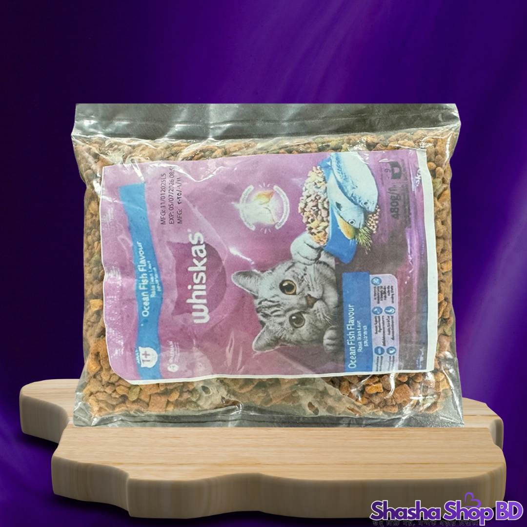 🐱 Whiskas Ocean Fish Adult, 480g– আপনার বিড়ালের জন্য পুষ্টি ও স্বাদের পারফেক্ট ব্যালেন্স!