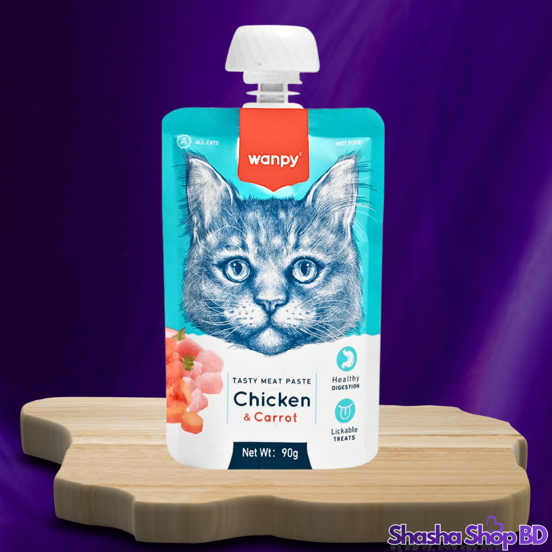 Wanpy Tasty Meat Paste Chicken & Carrot, 90g – বিড়ালের জন্য স্বাস্থ্যকর ও মজাদার মিট পেস্ট!