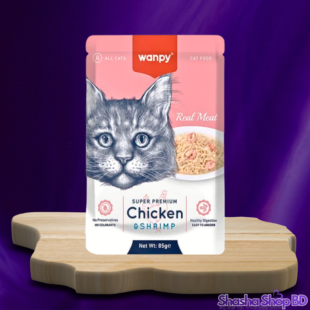 Wanpy Adult Real Meat Chicken & Shrimp, 85g – বিড়ালের জন্য সুপার প্রিমিয়াম পুষ্টি!