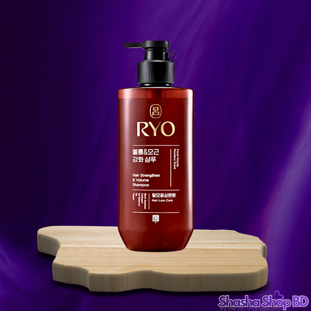 🌿 Ryo Hair Strengthen & Volume Shampoo (Floral Woody Powdery Scent) 480ml – চুলের শক্তি ও ভলিউম বাড়াতে আভিজাত্যের স্পর্শ!
