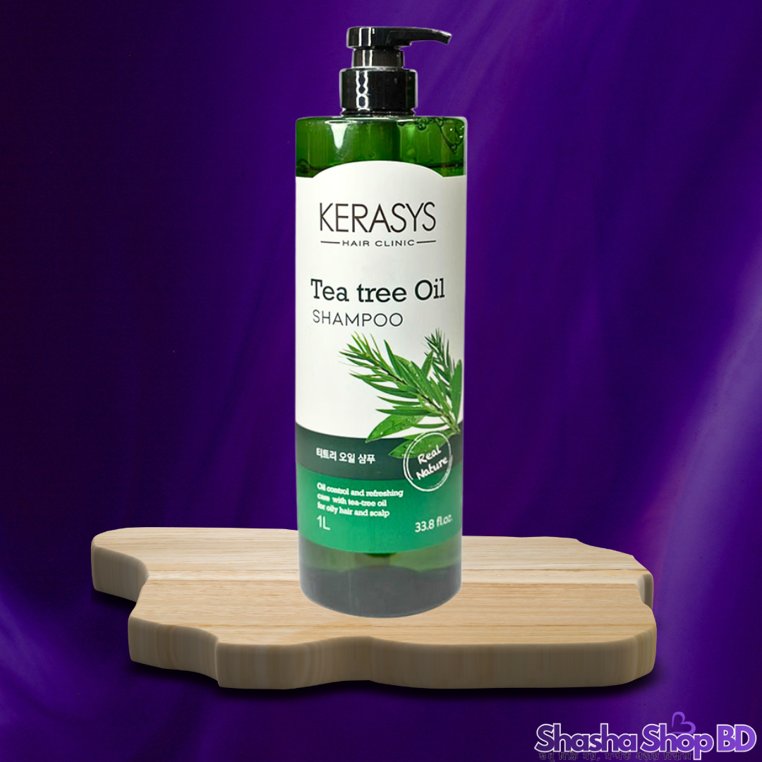🌿 Kerasys Hair Clinic Tea Tree Oil Shampoo 1L – খুশকি মুক্ত পরিষ্কার স্ক্যাল্প ও সতেজ চুলের গ্যারান্টি!