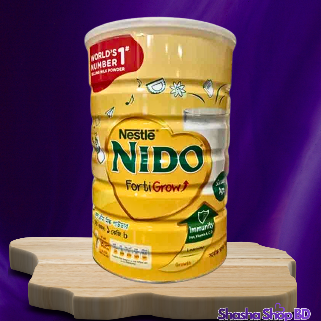 🥛 Nestle Nido FortiGrow Full Cream Milk Powder Tin – 1Kg স্কুলগামী শিশুদের শারীরিক বৃদ্ধি এবং মেধাবিকাশের জন্য বিশ্বের ১ নম্বর পুষ্টির নিশ্চয়তা!