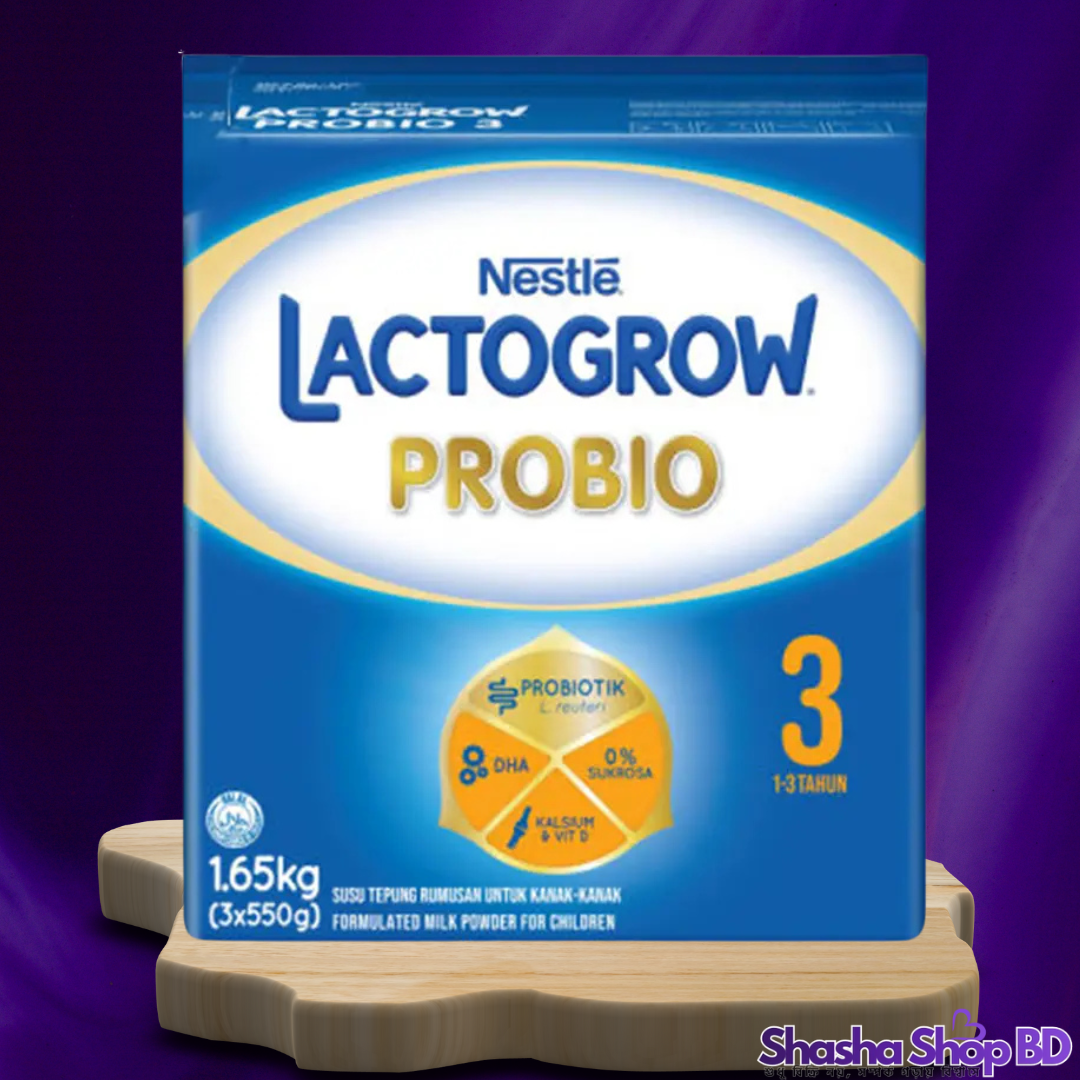 🍼 Nestle Lactogrow 3 Probio Formula Milk Powder (1 to 3 Years) – 1.65kg আপনার ১-৩ বছর বয়সী সোনামণির সুস্থ হজম প্রক্রিয়া ও সার্বিক বিকাশের জন্য সেরা পুষ্টির নিশ্চয়তা!