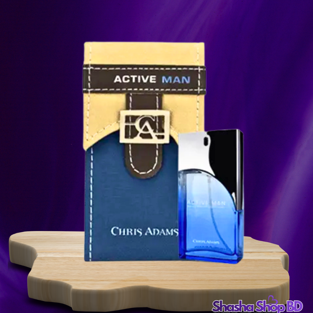 ⚡ Chris Adams Active Man Eau de Parfum for Men – 100ml ​সারাদিনের কর্মব্যস্ততায় নিজেকে সতেজ, প্রাণবন্ত এবং আত্মবিশ্বাসী রাখতে বেছে নিন এই পাওয়ারফুল সুগন্ধি!