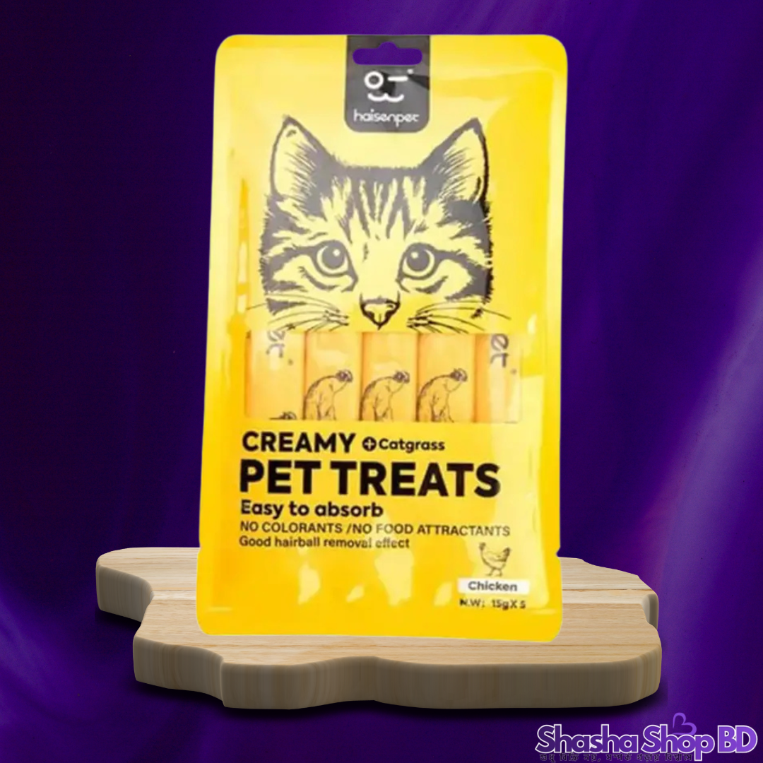 🐾 Haisenpet Chicken Creamy Cat Treats – 5x15g (75g) আপনার প্রিয় বিড়ালের জন্য সেরা স্বাদের এবং পুষ্টিকর ট্রিট!