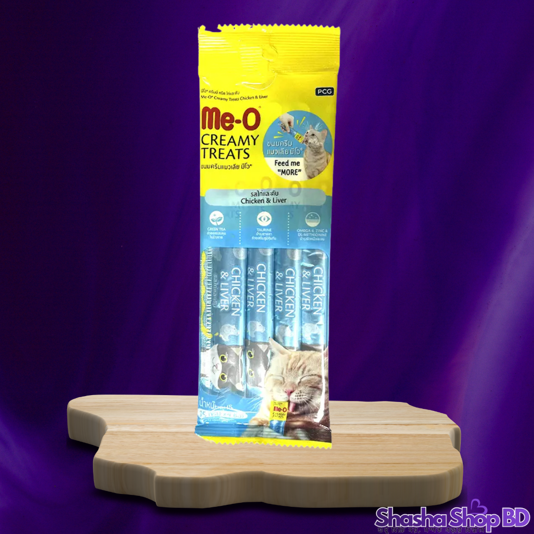 🐾 Me-O Creamy Treats Chicken & Liver – 4x15g (60g) মুরগির মাংস ও কলিজার সুস্বাদু পুষ্টি—আপনার বিড়ালের প্রিয় স্ন্যাকস!