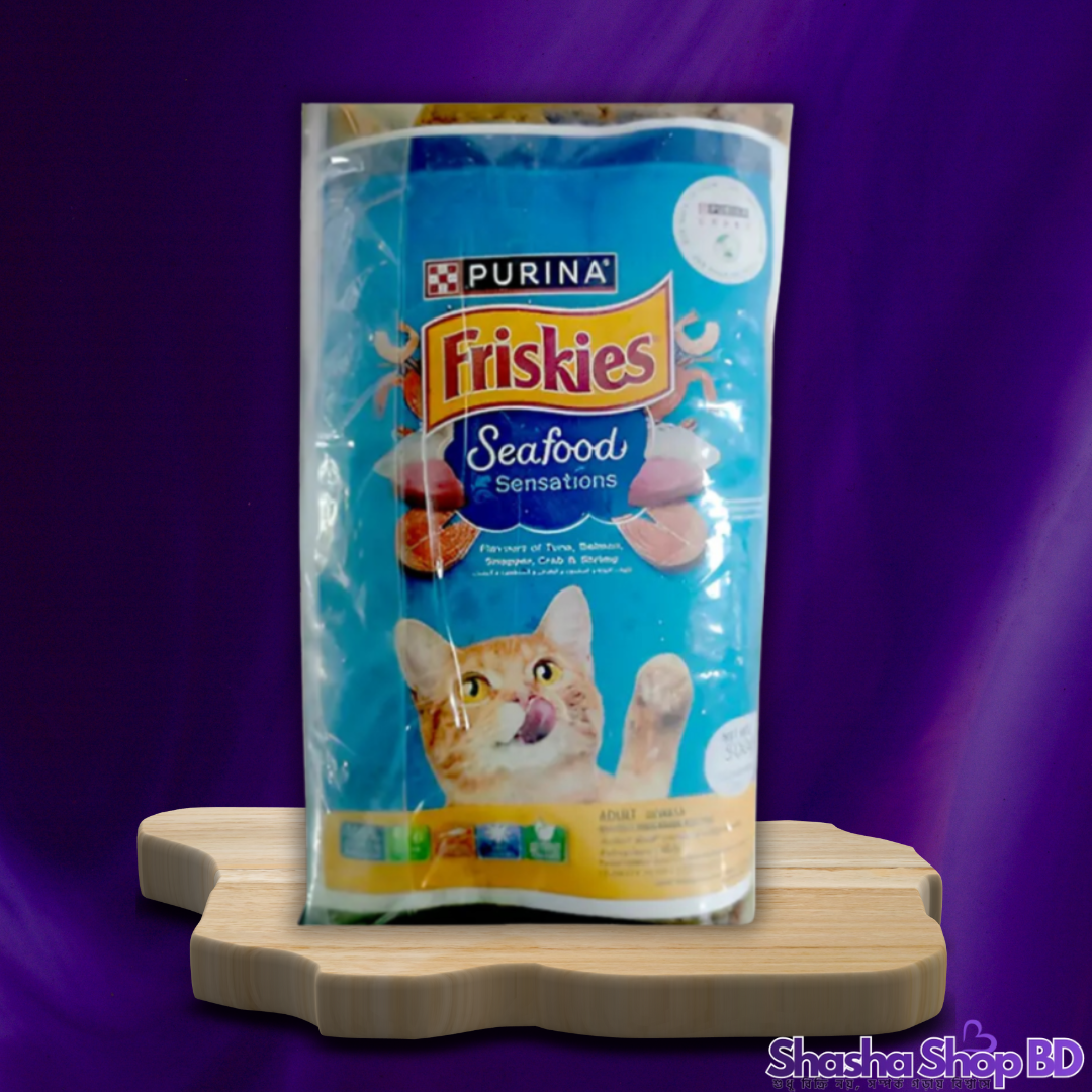 🌊 Purina Friskies Seafood Sensations – 500g (A Treasure Trove of Ocean Flavors – সাগরের সেরা সব মাছের স্বাদে ভরপুর পুষ্টিকর খাবার!)
