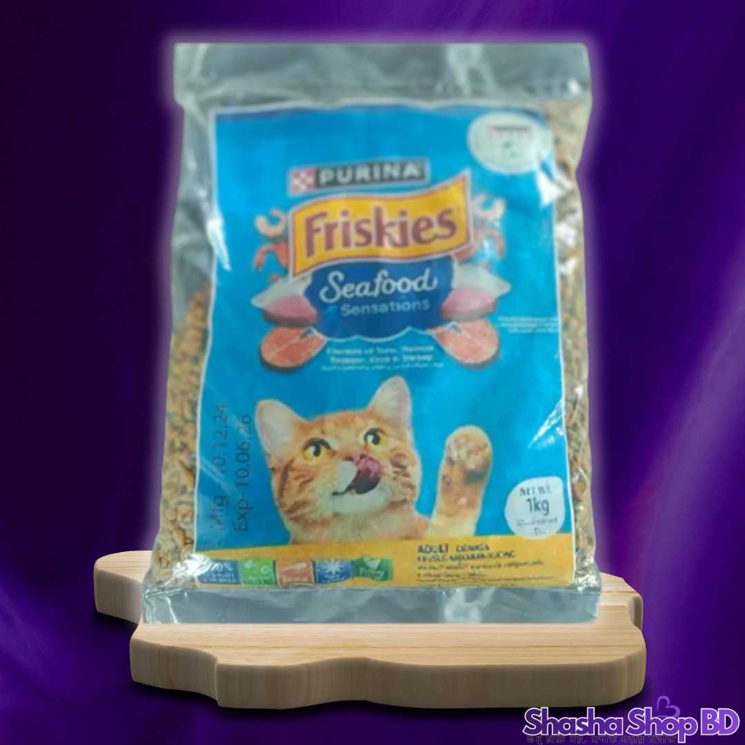 🌊 Purina Friskies Seafood Sensations – 1kg (The Ultimate Ocean Feast for Your Feline – ১ কেজি প্যাকে সাগরের সেরা সব মাছের স্বাদ!)