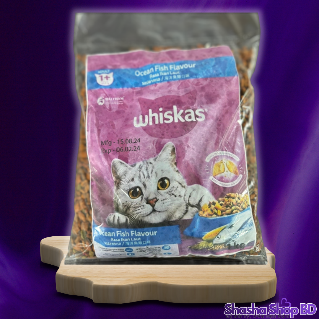 🐾 Whiskas Adult Ocean Fish Flavor – 1kg (Balanced Nutrition for a Healthy, Happy Cat – ১ কেজি প্যাকে সাগরের মাছের পুষ্টি ও স্বাদ!)