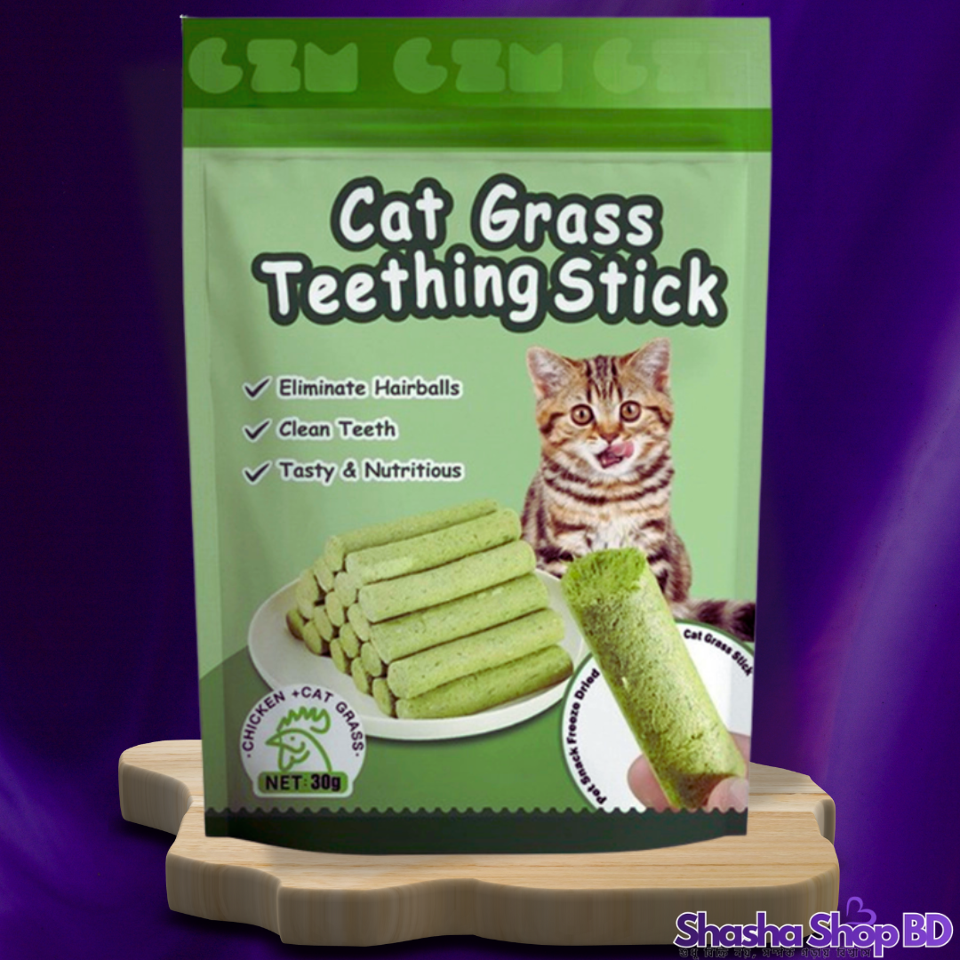 🌿 Cat Grass Teething Stick – 30g (Tasty, Nutritious & Dental Care – বিড়ালের দাঁতের যত্ন ও হজমের প্রাকৃতিক সমাধান!)
