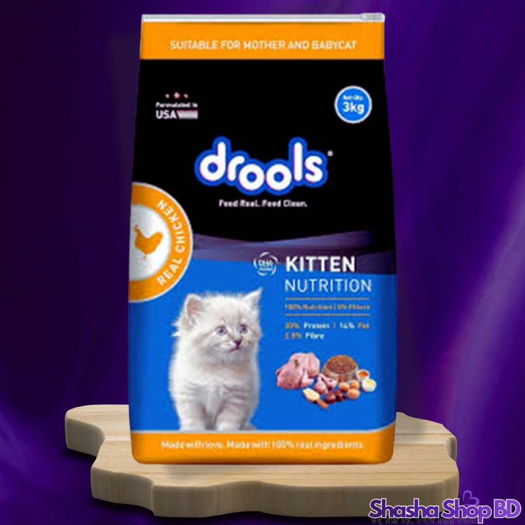 🐾 Drools Kitten Cat Food (Real Chicken) – 3kg (100% Nutrition | 0% Fillers – আপনার বাড়ন্ত কিটেনের জন্য সঠিক পুষ্টির নিশ্চয়তা!)