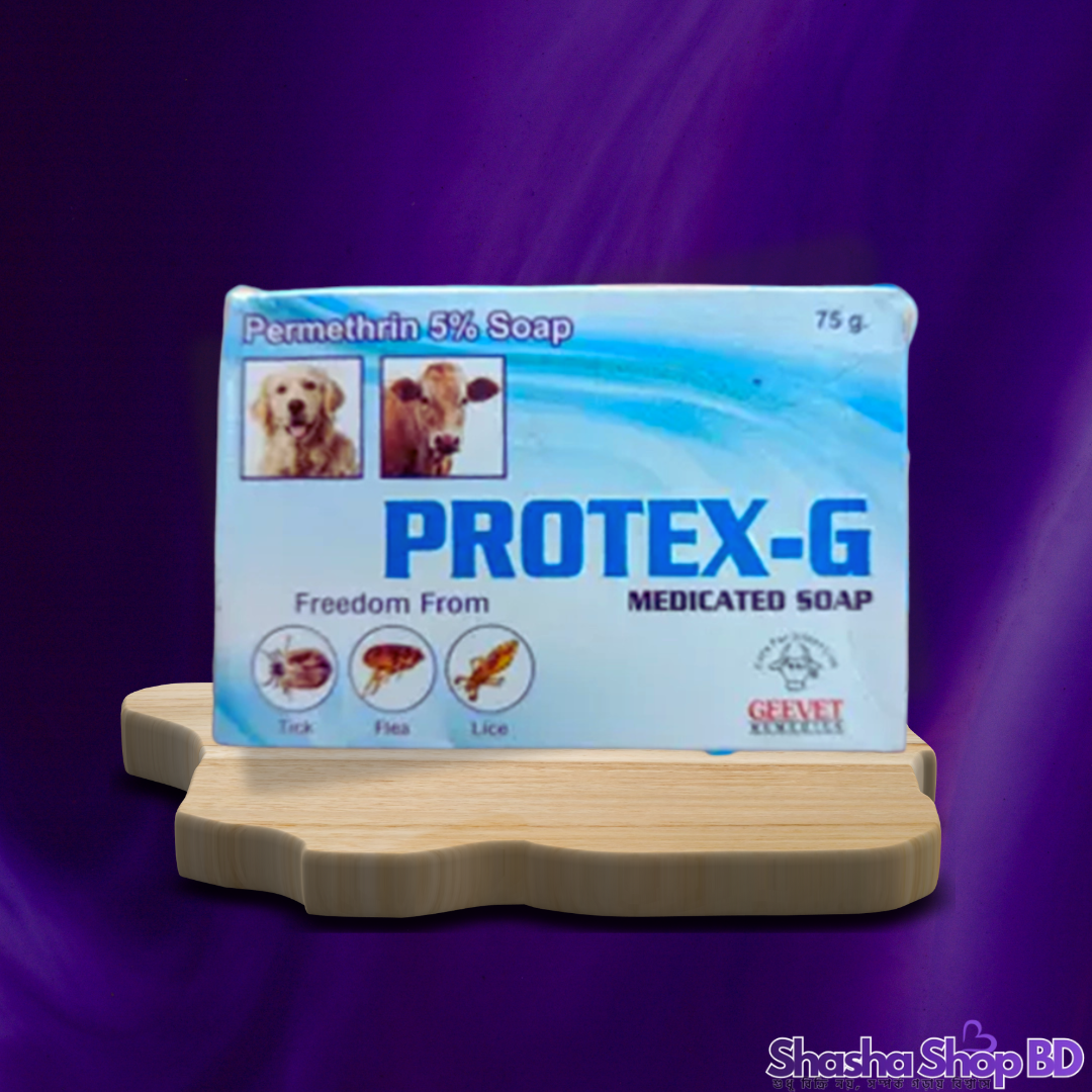🧼 Protex-G Medicated Soap – 75g (Freedom from Ticks, Fleas & Lice – আপনার পোষা প্রাণীর চুলকানি ও পরজীবী সমস্যার স্থায়ী সমাধান!)
