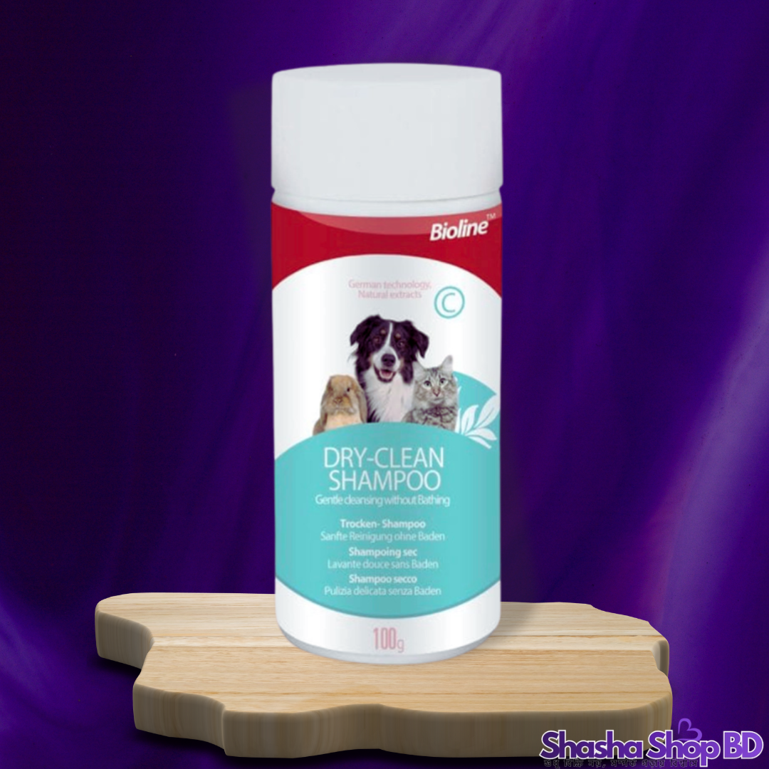 Bioline Dry Clean Shampoo – 100g (Waterless Cleansing – পানি ছাড়াই আপনার পোষা প্রাণীকে রাখুন ফ্রেশ ও সুগন্ধি!)