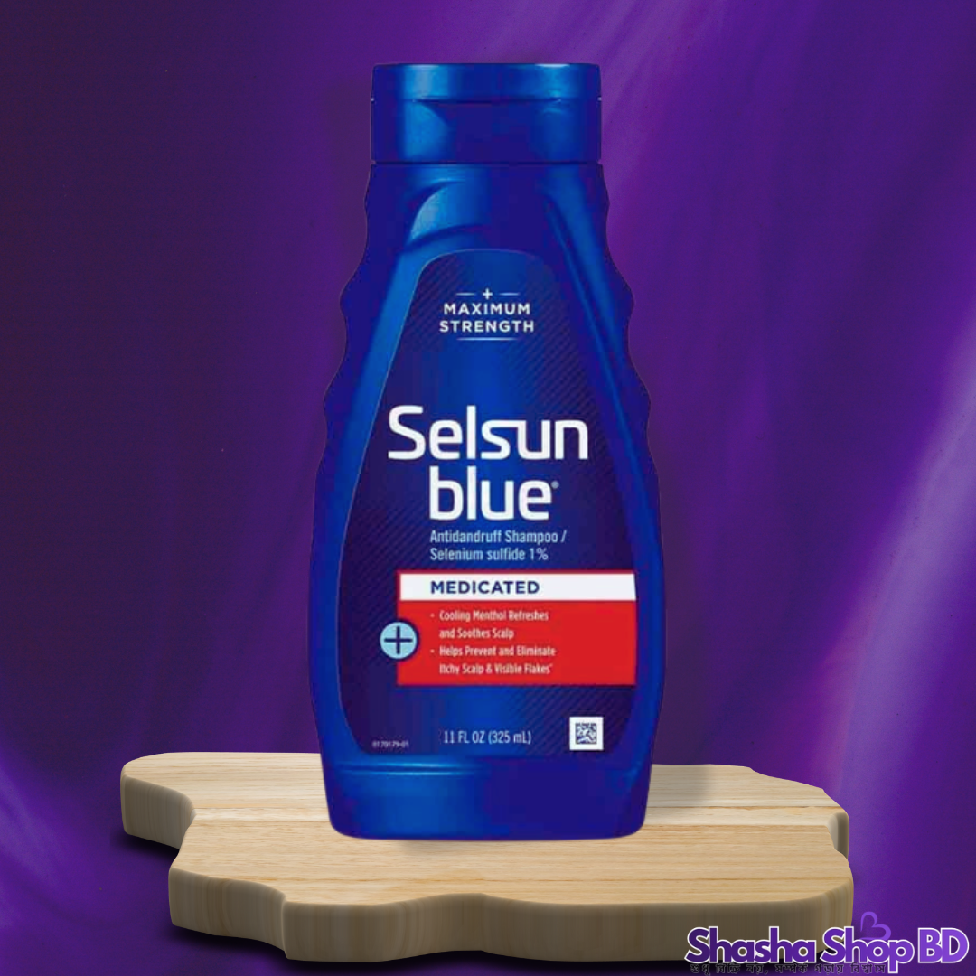 Selsun Blue Medicated Anti-Dandruff Shampoo – 325ml (Maximum Strength with Menthol – জেদি খুশকি দূর করতে এবং স্ক্যাল্পকে শীতল রাখতে সেরা সমাধান!)