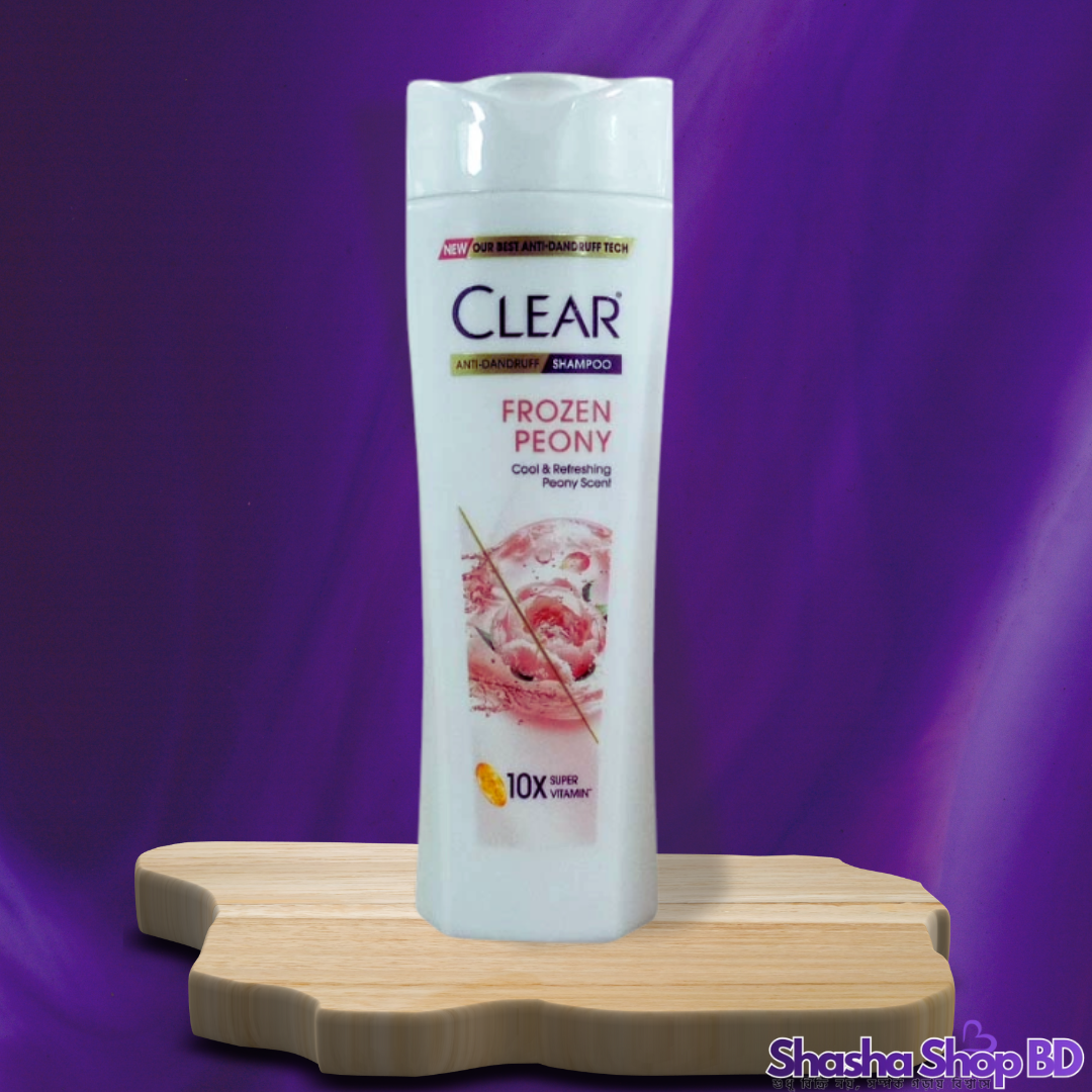 Clear Anti-Dandruff Frozen Peony Shampoo – 300ml (Cool & Refreshing Peony Scent – ১০ গুণ সুপার ভিটামিনের শক্তিতে খুশকি দূর করুন এবং পান সতেজ ও সুন্দর চুল!)