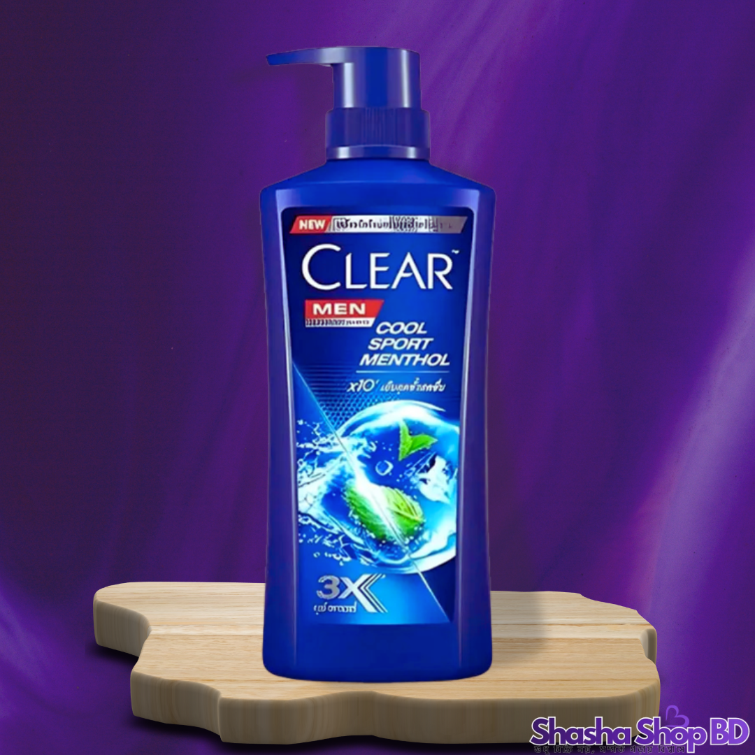 Clear Men Cool Sport Menthol Anti-Dandruff Shampoo – 370ml (Engineered for Men – ১০ গুণ সুপার ভিটামিন এবং মেন্থলের শক্তিতে পান খুশকিহীন শীতল স্ক্যাল্প!)
