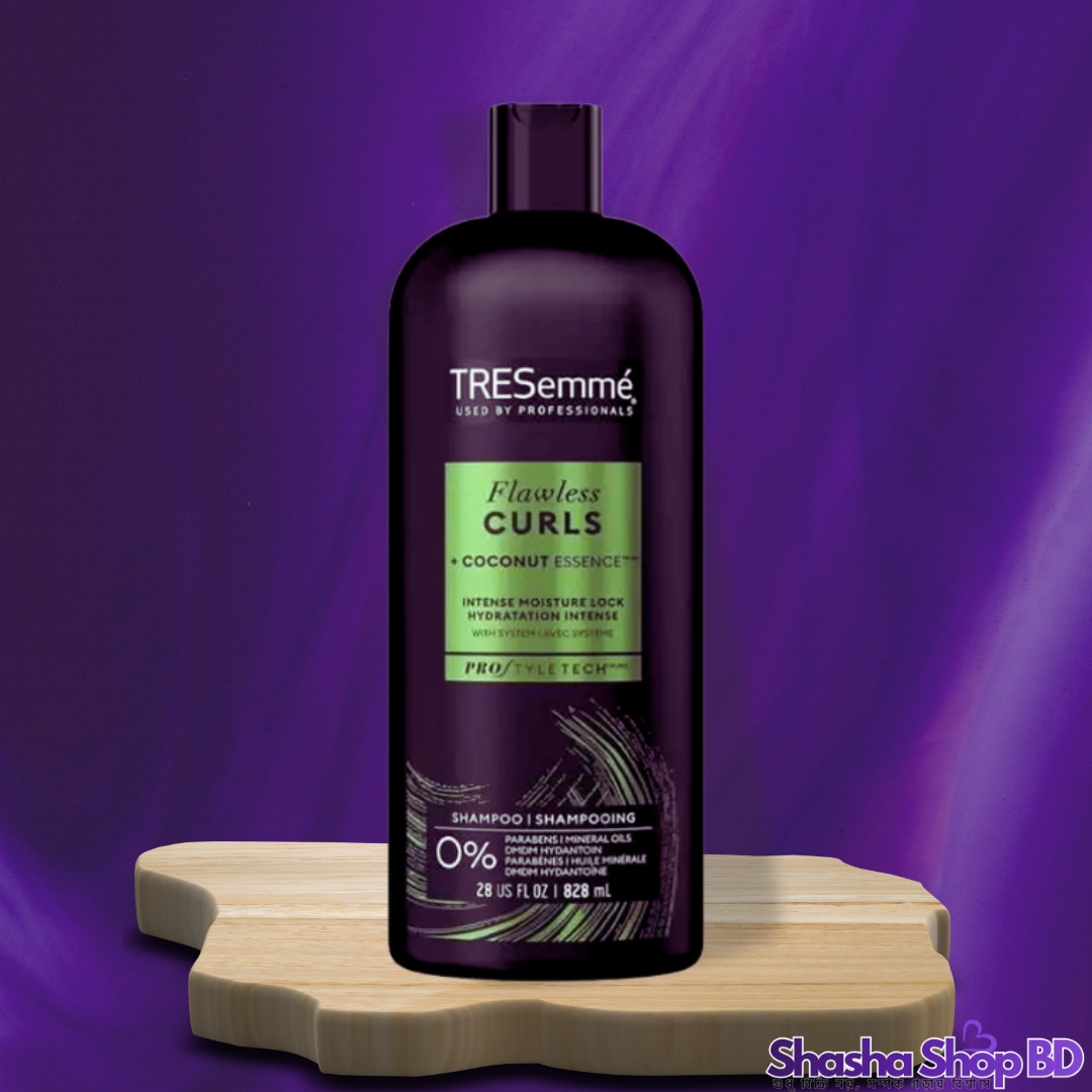 TRESemmé Flawless Curls Coconut Essence Shampoo – 828ml (Intense Moisture Lock & Pro Style Tech – কোঁকড়ানো চুলের সেরা যত্ন ও নিখুঁত কার্লস!)