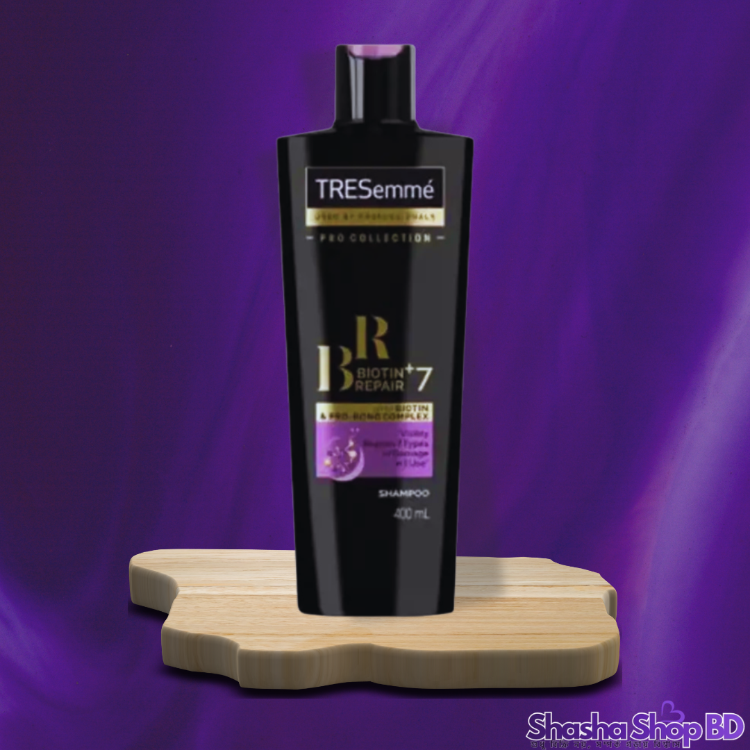 TRESemmé Biotin + Repair 7 Shampoo – 400ml (With Biotin & Pro-Bond Complex – মাত্র ১টি ওয়াশে চুলের ৭ ধরনের ড্যামেজ মেরামতের শক্তিশালী সমাধান!)