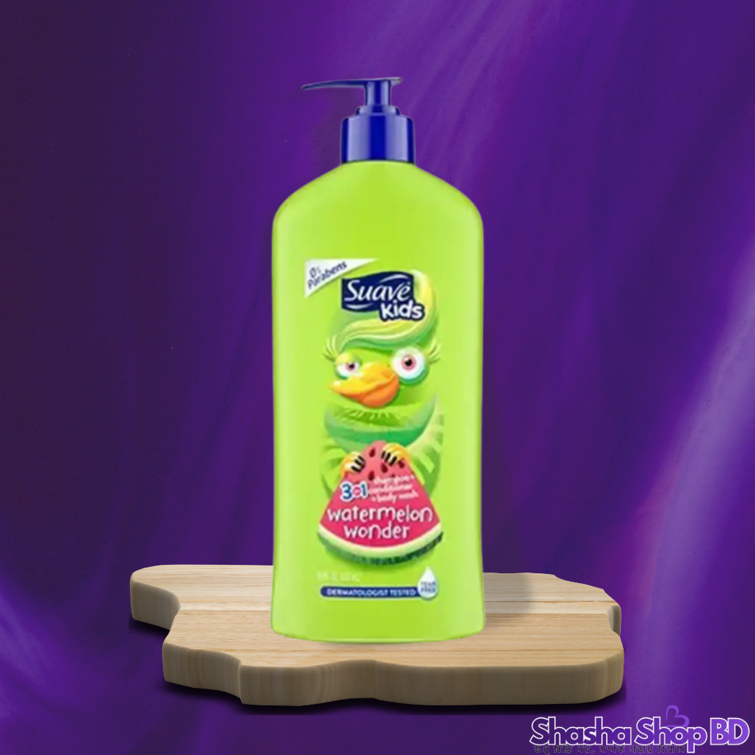 Suave Kids Watermelon Wonder 3-in-1 – 532ml (Shampoo + Conditioner + Body Wash – এক বোতলেই শিশুর সম্পূর্ণ হেয়ার ও স্কিন কেয়ার!)