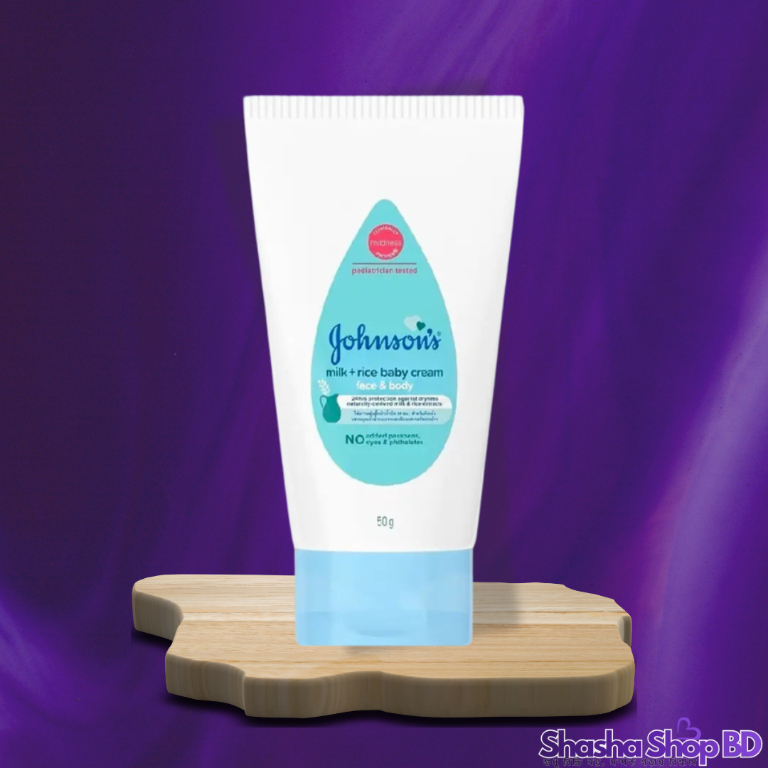 Johnson's Milk + Rice Baby Cream – 50g (24hr Protection Against Dryness – দুধ ও চালের পুষ্টিতে শিশুর ত্বকের সম্পূর্ণ যত্ন!)