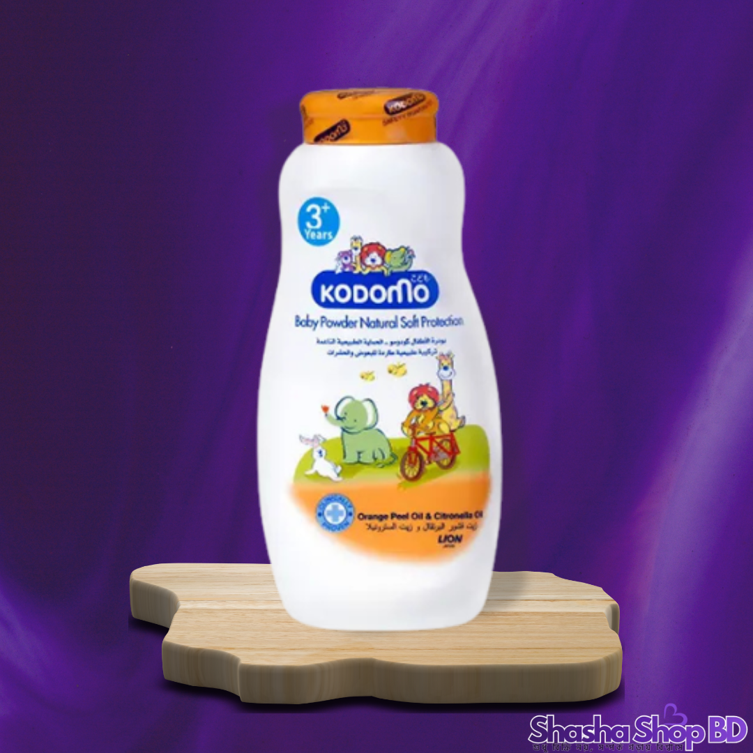 Kodomo Baby Powder Natural Soft Protection – 180g (With Orange Peel & Citronella Oil – মশা ও পোকা-মাকড় থেকে সোনামণির প্রাকৃতিক সুরক্ষা!)