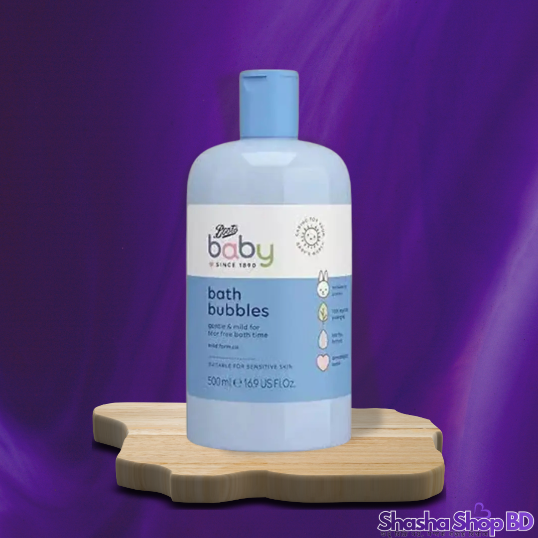 Boots Baby Bath Bubbles – 500ml (Gentle & Mild for Tear-Free Bath Time – সোনামণির গোসল হোক বুদবুদ ভরা আনন্দে!)