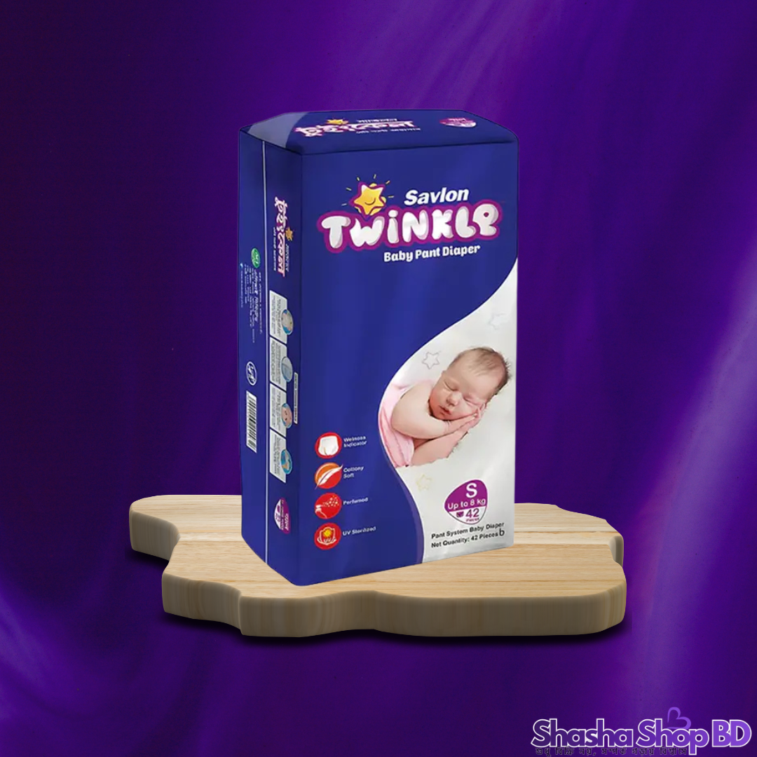 Savlon Twinkle Baby Pants Diaper – S 42pcs (High Absorption & Cottony Soft – সোনামণির চঞ্চল দিনগুলোতে দিনভর স্বস্তি ও সুরক্ষা!)