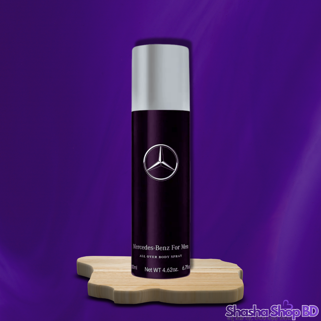 Mercedes-Benz Men Black All Over Body Spray – 200ml (Luxurious, Masculine & Sophisticated – বিশ্ববিখ্যাত গাড়ির ব্র্যান্ডের আভিজাত্য এখন আপনার সুগন্ধিতে!)