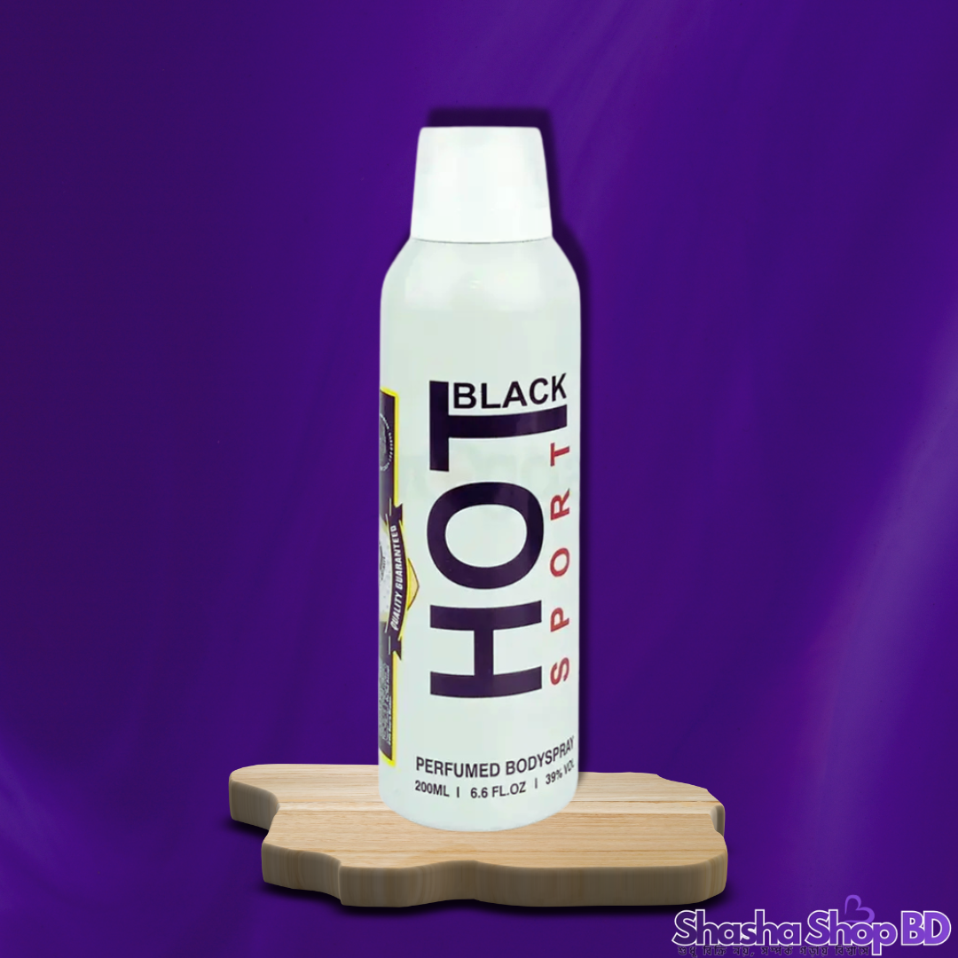 Hot Black Sport Perfumed Body Spray – 200ml (Active, Refreshing & Long-lasting – আপনার প্রতিটি মুভমেন্টে থাকুক সতেজতা এবং আত্মবিশ্বাসের ছোঁয়া!)
