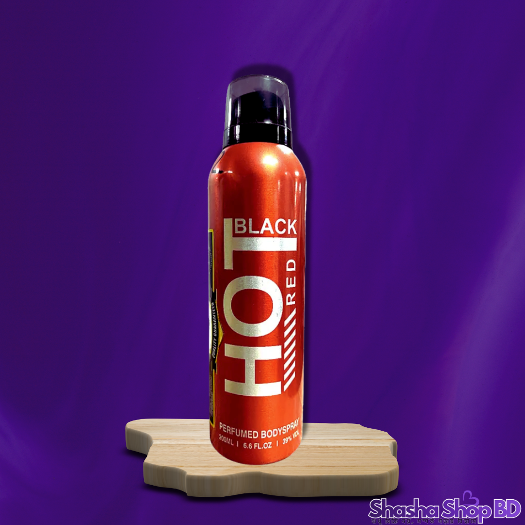Hot Black Red Perfumed Body Spray – 200ml (Bold, Passionate & Long-lasting – আপনার ব্যক্তিত্বে আনুন এক নতুন গতির সতেজতা!)