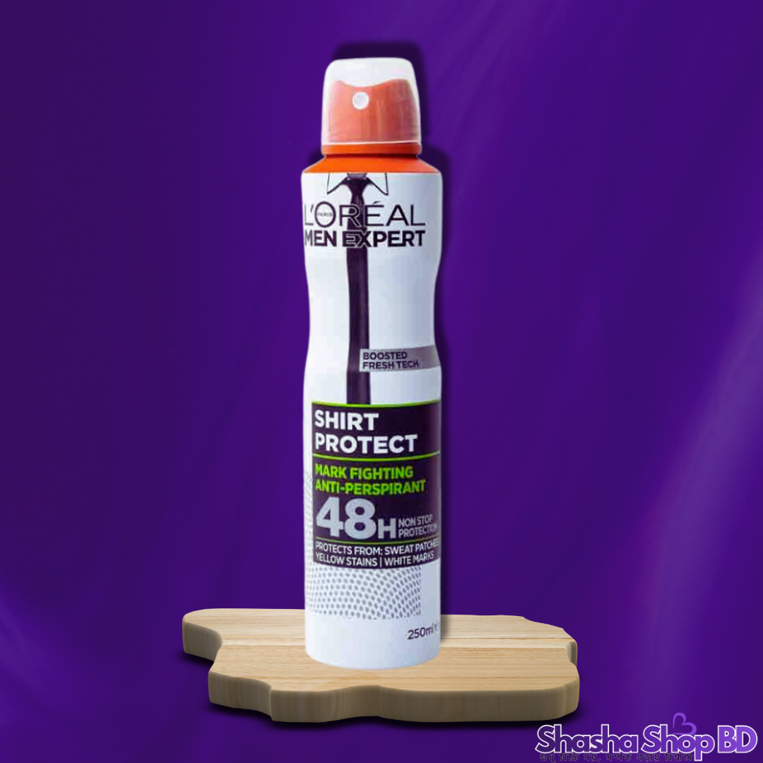L'Oréal Paris Men Expert Shirt Protect Anti-Perspirant – 250ml (High-Performance Protection – আপনার প্রিয় পোশাক থাকুক দাগহীন আর আপনি থাকুন সারাদিন সতেজ!)