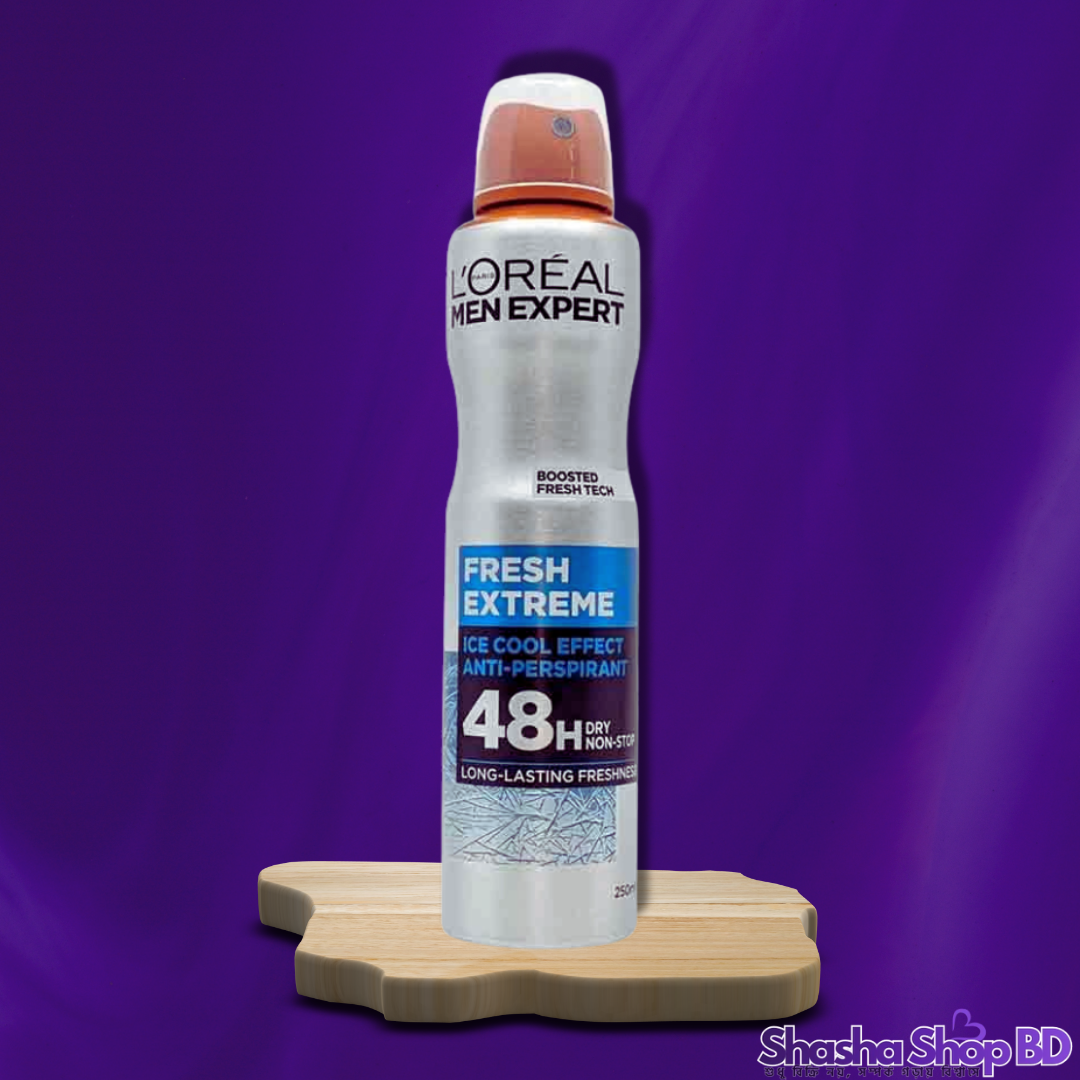 L'Oréal Paris Men Expert Fresh Extreme Deodorant – 250ml (Ice Cool Effect & 48H Protection – প্রচণ্ড গরমেও পান হিমশীতল সতেজতা এবং দীর্ঘস্থায়ী সুরক্ষা!)