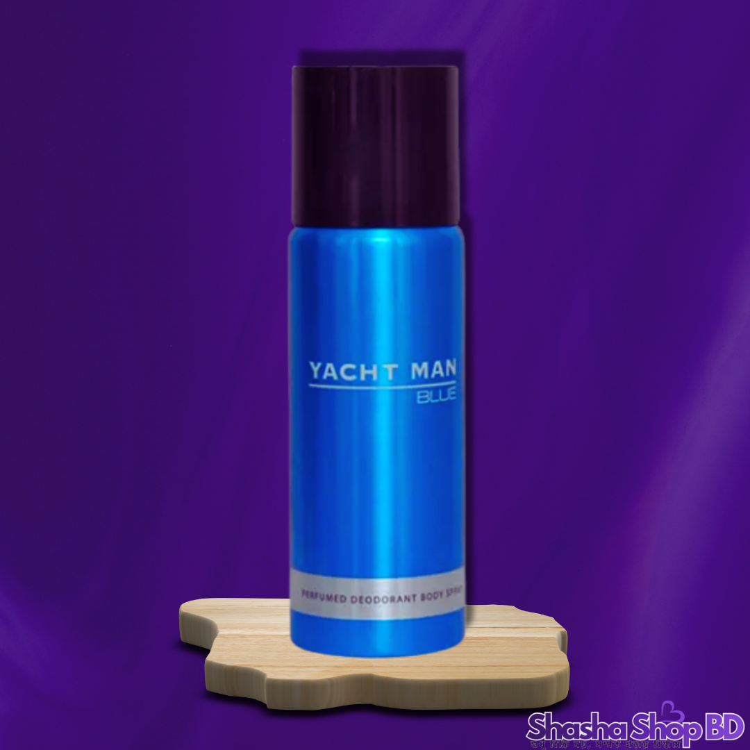Yacht Man Blue Perfumed Deodorant Body Spray – 200ml (Fresh, Citrusy & Refreshing – সমুদ্রের সতেজতা আর আভিজাত্যের এক অনন্য মিশেল!)