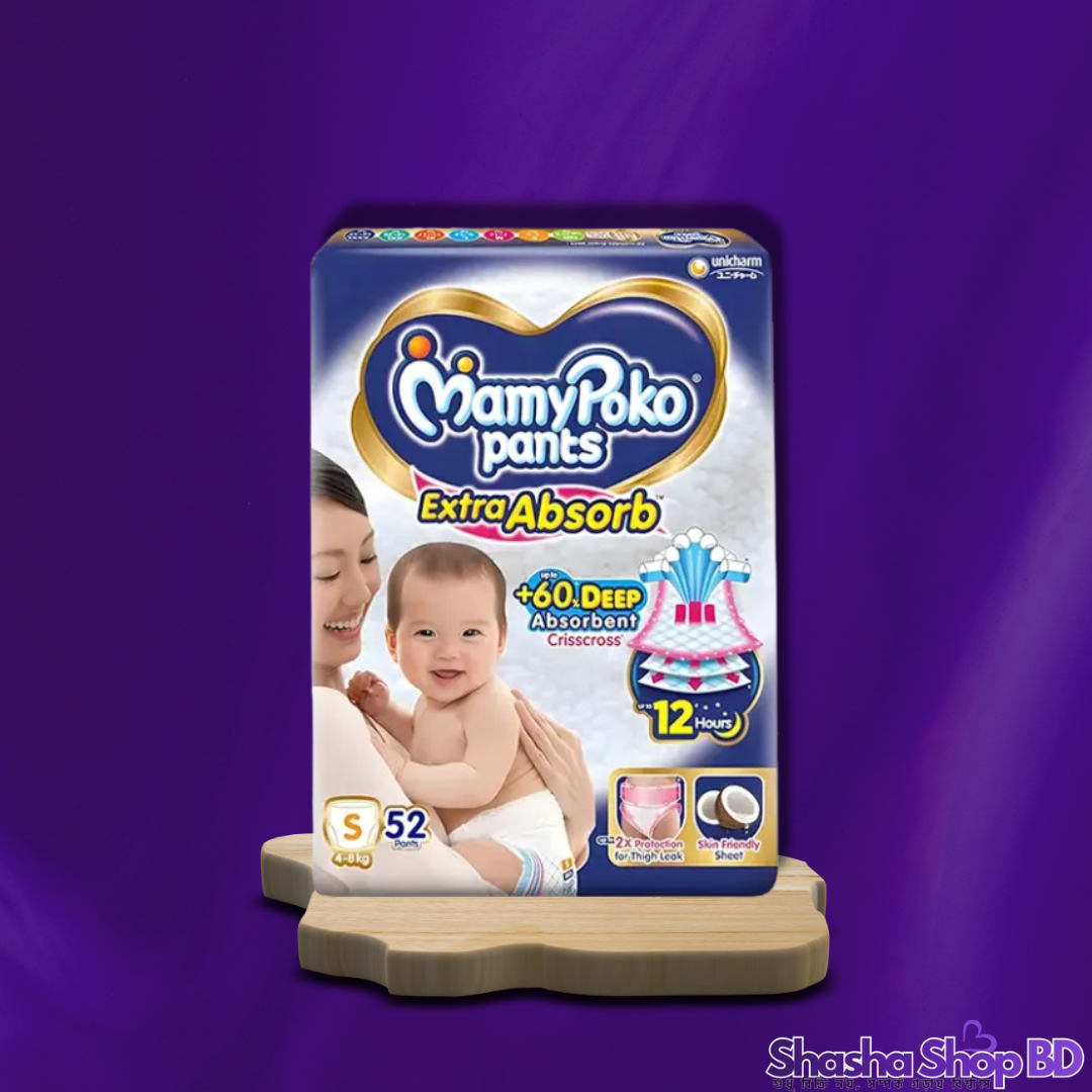 MamyPoko Pants Extra Absorb – S52 (Extra Absorb & Crisscross Sheet – সোনামণির চঞ্চল দিনগুলোতে ১২ ঘণ্টা পর্যন্ত নিশ্চিন্ত শুষ্কতা!)