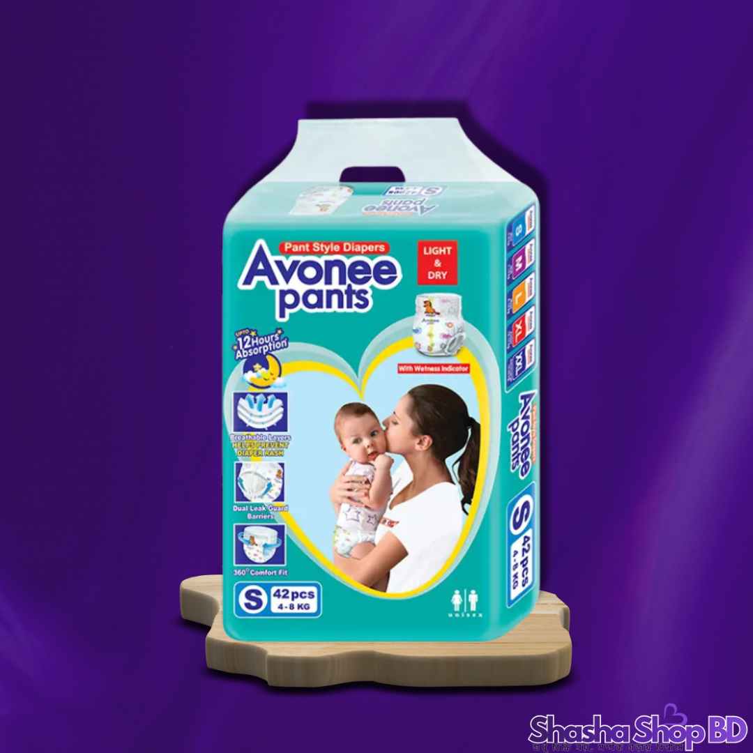 Avonee Pant Style Baby Diaper – S 42pcs (Light & Dry – সোনামণির চঞ্চল দিনগুলোতে ১২ ঘণ্টা পর্যন্ত নিশ্চিন্ত সুরক্ষা!)