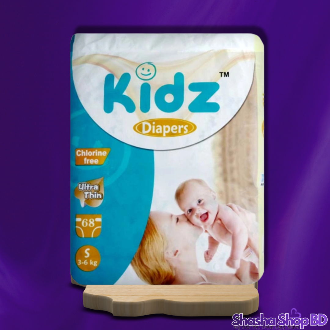 Kidz Belt Style Baby Diaper (S) – 68pcs (Ultra Thin, Chlorine Free & Super Absorbent – আপনার সোনামণির কোমল ত্বকের সেরা সুরক্ষা!)