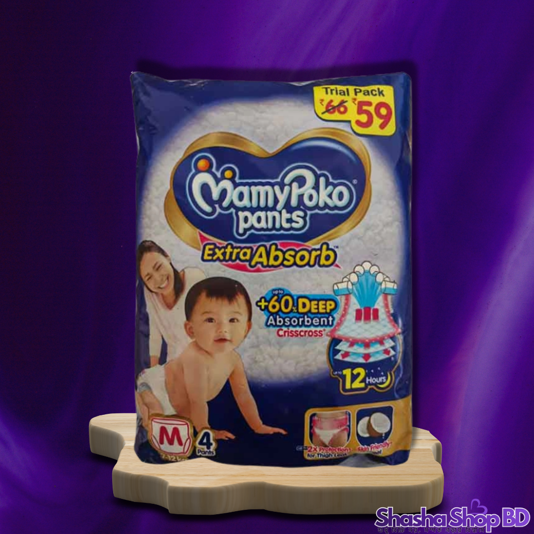 MamyPoko Pants Standard/Extra Absorb (M) – 4 Pcs (10 Pack Bundle) (Crisscross Sheet & 10-12 Hours Absorption – সাশ্রয়ী মূল্যে প্রিমিয়াম জাপানিজ টেকনোলজির সুরক্ষা!)