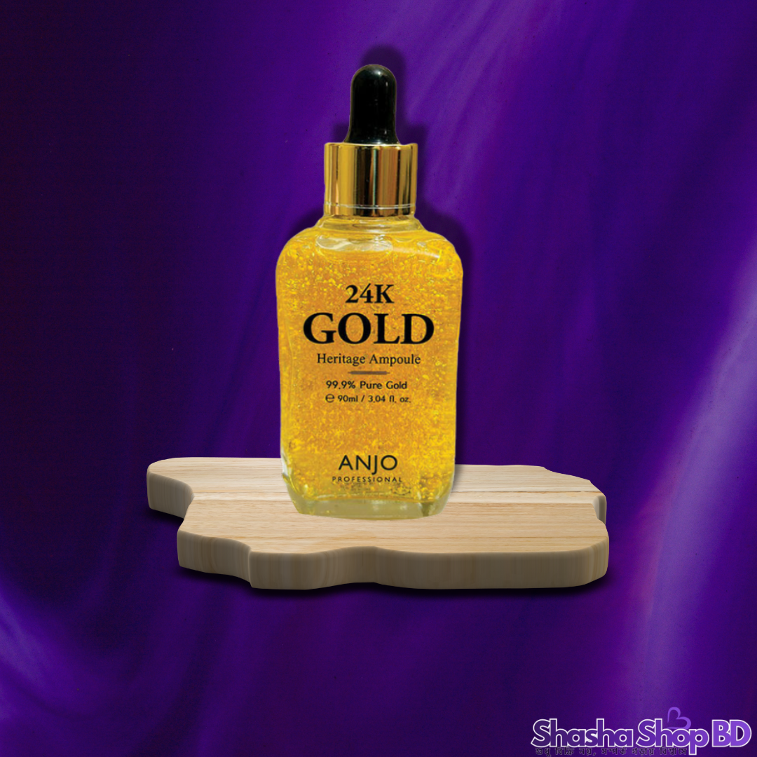 Anjo Professional 24K Gold Heritage Ampoule (90ml) (Pure 99.9% 24k Gold, Deep Nourishment & Anti-Wrinkle – পান স্বর্ণালি আভা এবং তারুণ্যদীপ্ত ত্বক!)