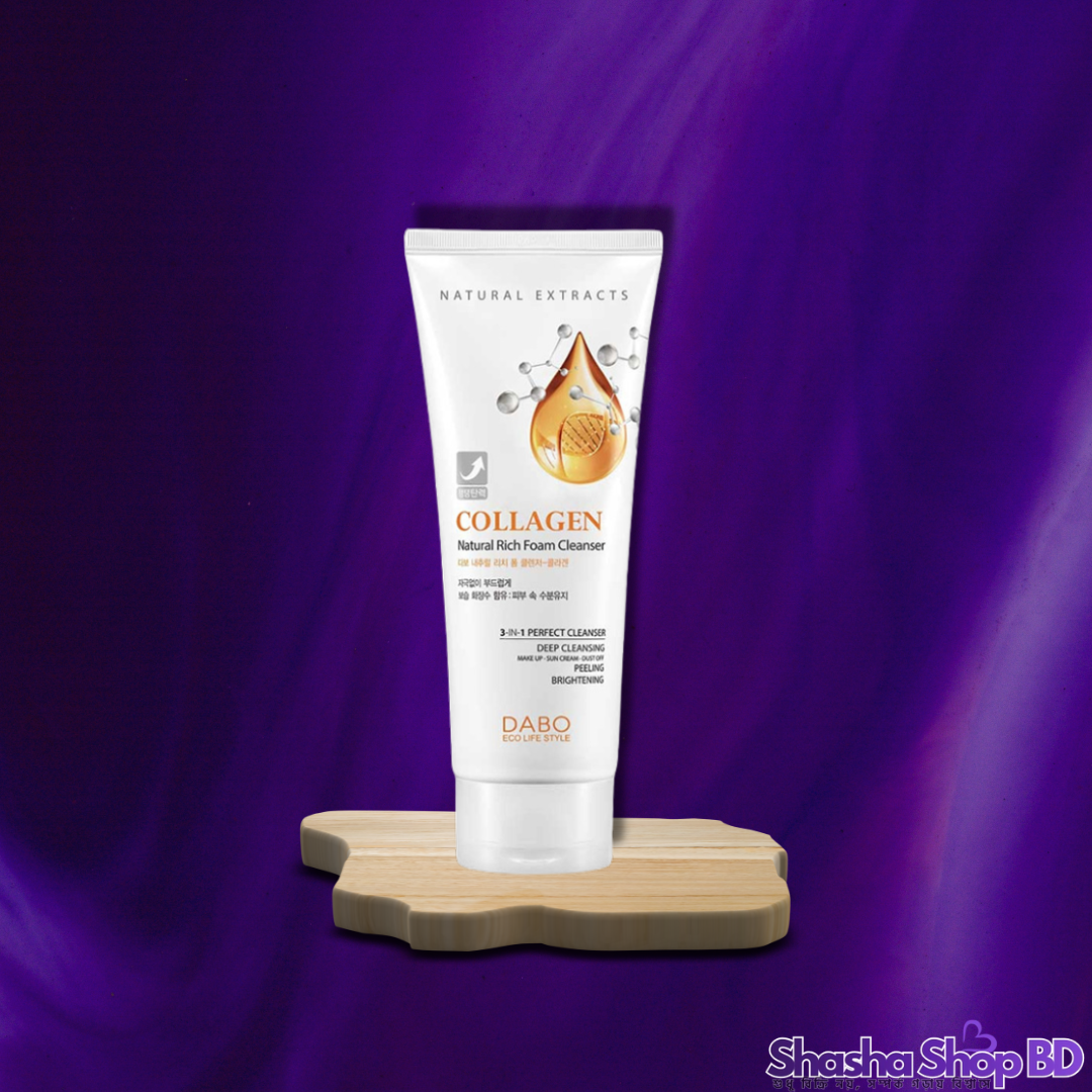 Dabo Natural Rich Foam Cleanser – Collagen (180ml) (Deep Cleansing & Skin Elasticity – ত্বক পরিষ্কারের সাথে পান টানটান ও সতেজ লুক!)