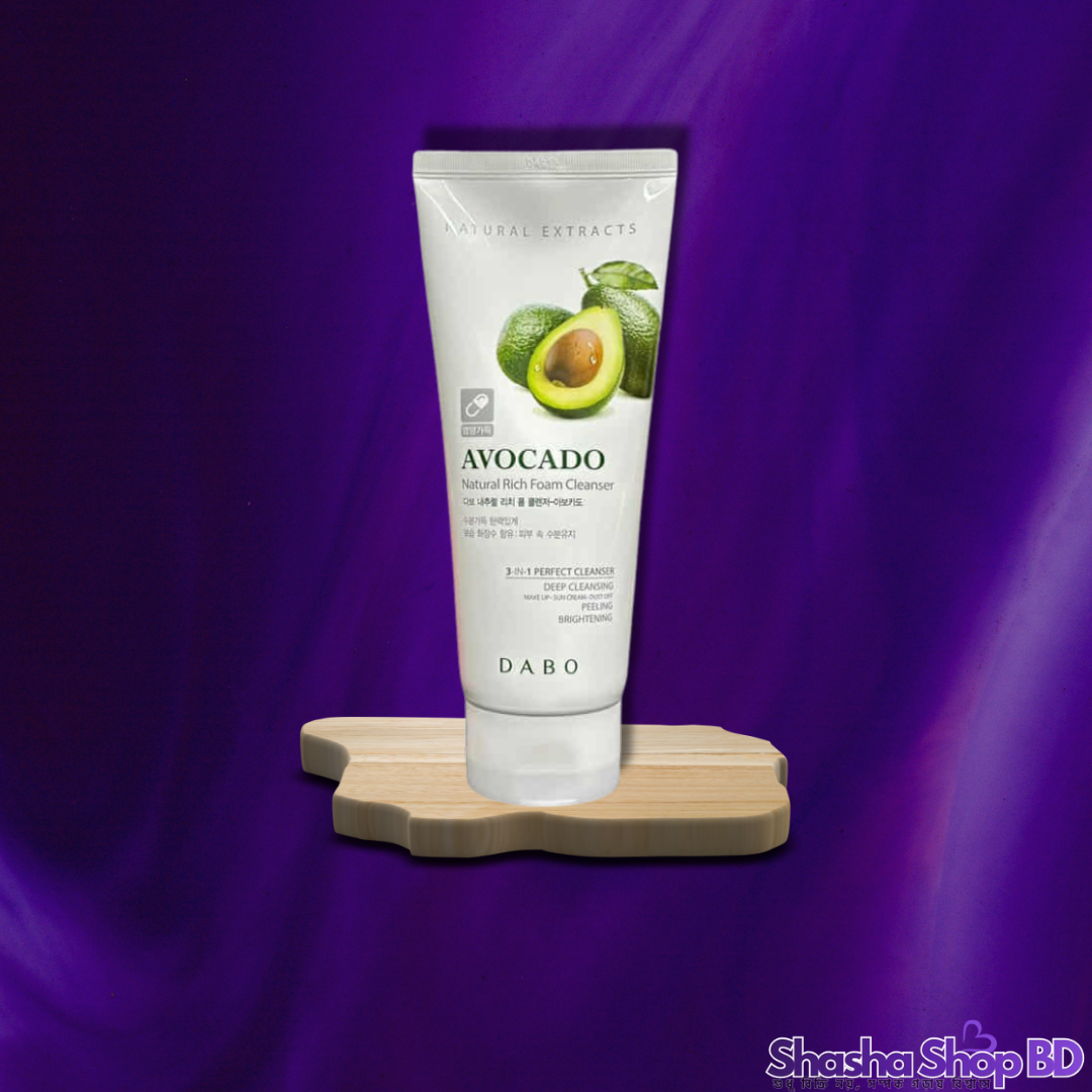 Dabo Natural Rich Foam Cleanser – Avocado (180ml) (Deep Moisture & Nutrition – অ্যাভোকাডোর পুষ্টিতে ত্বক পরিষ্কার করুন শুষ্কতা ছাড়াই!)