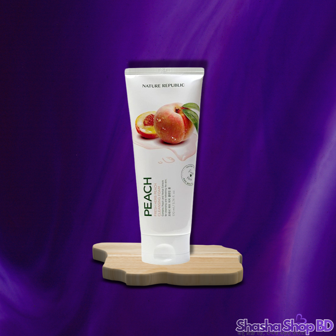 Nature Republic Fresh Herb Peach Cleansing Foam (170ml) (Nature’s Purest Refreshment – পিচ ফলের পুষ্টিতে পান তুলতুলে নরম ও উজ্জ্বল ত্বক!)