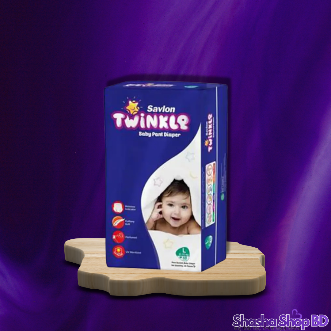 Savlon Twinkle Baby Pants Diaper (Large - 48 Pcs) (Softest Touch & Zero Leakage – সোনামণির চঞ্চল দিন আর আরামদায়ক ঘুমের বিশ্বস্ত সঙ্গী!)